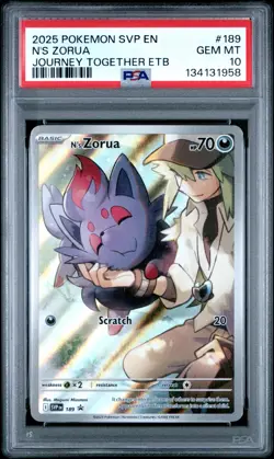 2025 POKEMON SVP EN-SV BLACK STAR PROMO #189 N'S ZORUA PSA 10 - Image 1