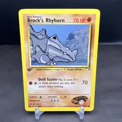 Pokemon 1st Edition Gym Heroes Brock's Rhyhorn 70/132 NS1 - Image 1