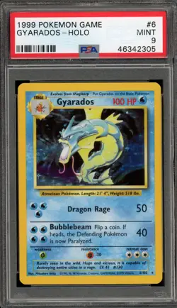 Pokemon Gyarados Base Set Unlimited Holo Rare #6 PSA 9 Mint - Image 1