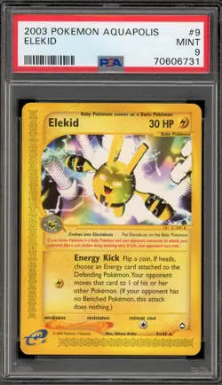 Pokemon Elekid Aquapolis NON Holo Rare #9 PSA 9 Mint - Image 1