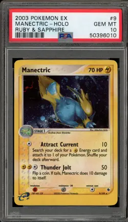 Pokemon Manectric EX Ruby & Sapphire Holo Rare #9 PSA 10 Gem Mint - Image 1