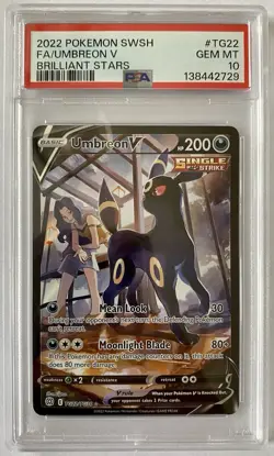 2022 Pokemon Sword & Shield Brilliant Stars TG22 Full Art Umbreon V PSA 10 - Image 1