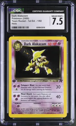 Dark Alakazam 1/82 Holo Team Rocket - 1st Ed. Pokemon CGC 7.5 Near Mint+ *016 - Image 1