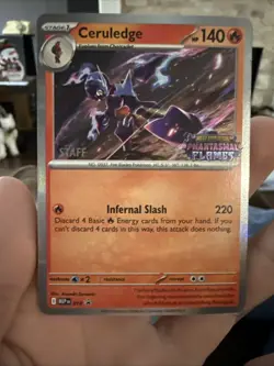 Pokemon TCG Phantasmal Flames Ceruledge Holo Prerelease Promo Staff Stamped - Image 1