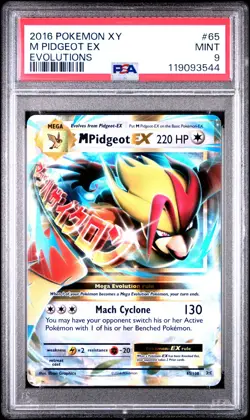 2016 POKEMON XY EVOLUTIONS #65 M PIDGEOT EX PSA 9 - Image 1