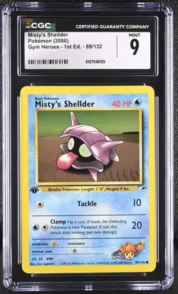 CGC MINT 9 Pokemon Misty's Shellder 89/132 2000 Gym Heroes 1st Edition - Image 1