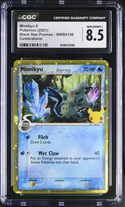 Mimikyu SWSH136 Celebrations Black Star Promos Pokemon CGC 8.5 Nm/mint+ *086 - Image 1