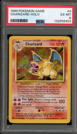 Pokemon Charizard Base Set Unlimited Holo Rare #4 PSA 6 - Image 1