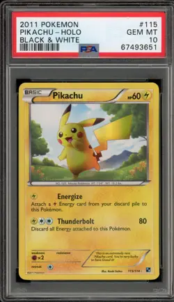 Pokemon Pikachu Black & White Holo Secret Rare #115 PSA 10 Gem Mint - Image 1
