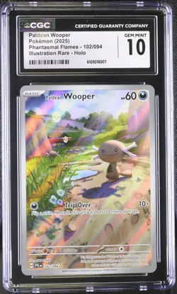 2025 Pokemon Paldean Wooper Phantasmal Flames 102/094 IR CGC GEM MINT 10 - Image 1
