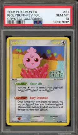 Pokemon Igglybuff EX Crystal Guardians Reverse Holo Rare #21 PSA 10 Gem Mint - Image 1