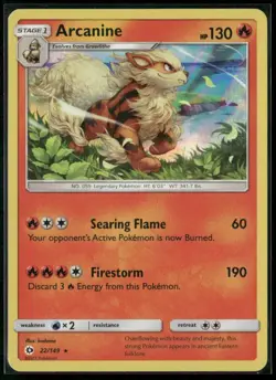 Pokemon TCG: Arcanine Holo Rare - Sun & Moon - 22/149 - Image 1
