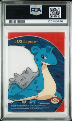 2000 TOPPS POKEMON TV ANIMATION CLEAR CARDS #PC10 LAPRAS PSA 9 - Image 2