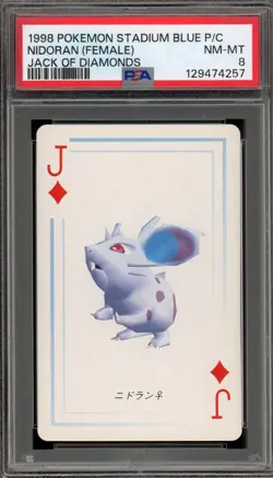 Pokemon Stadium Blue Playing Cards Nidoran (Female) Jack of Diamonds PSA 8 - Image 1