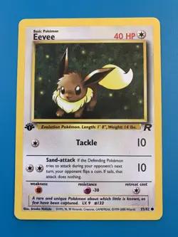 1st Edition Eevee 55/82 Team Rocket Set Rare Vintage Pokemon Card - Image 1