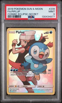 Piplup 239/236 PSA 9 Secret Rare SM12 Cosmic Eclipse English Pokemon Card TCG - Image 1