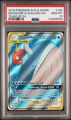 Magikarp & Wailord GX Tag Team 160/181 Pokemon Card PSA 10 SM Team Up TCG CCG - Image 1