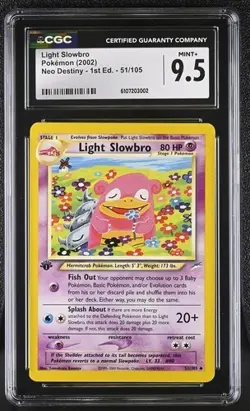 CGC 9.5 MINT Light Slowbro Neo Destiny 1st Edition 51/105 Pokemon Card psa - Image 1