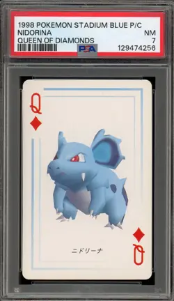 Pokemon Stadium Blue Playing Cards Nidorina Queen of Diamonds PSA 7 - Image 1