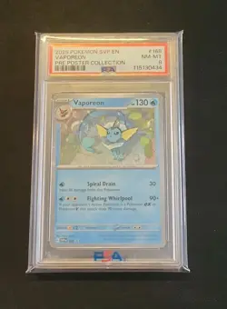 Vaporeon SVP 168 Prismatic Evolutions Poster Collection PRE Pokemon Card PSA 8 - Image 1