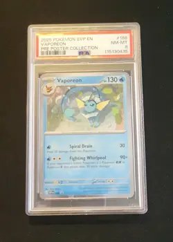 Vaporeon SVP 168 Prismatic Evolutions Poster Collection PRE Pokemon Card PSA 8 - Image 4