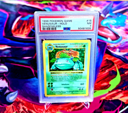 1999 POKEMON BASE SET CARD - SHADOWLESS #15 VENUSAUR - HOLO PSA 7 - Image 1