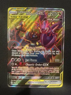 Naganadel & Guzzlord GX Full Art Holo Card 223/236 Sm Cosmic Eclipse Pokemon TCG - Image 1