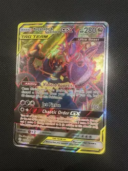 Naganadel & Guzzlord GX Full Art Holo Card 223/236 Sm Cosmic Eclipse Pokemon TCG - Image 2