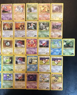 (51) POKEMON VINTAGE CARD LOT GYM HEROES BROCK MISTY BLAINE ERIKA SURGE MEOWTH - Image 3