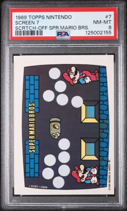 1989 TOPPS NINTENDO SCRATCH-OFF SUPER MARIO BROS. #7 SCREEN 7 PSA 8 - Image 1