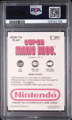 1989 TOPPS NINTENDO SCRATCH-OFF SUPER MARIO BROS. #7 SCREEN 7 PSA 8 - Image 2
