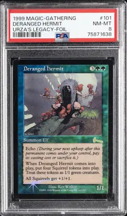 1999 MTG URZA'S LEGACY FOIL #101 DERANGED HERMIT PSA 8 - Image 1