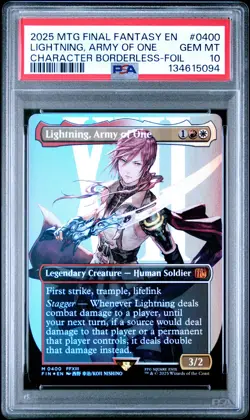 MTG Lightning, Army of One 400 Mythic Foil Borderless Final Fantasy PSA 10 - Image 1