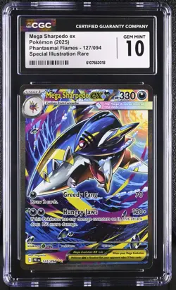 2025 Pokemon Mega Sharpedo ex Phantasmal Flames 127/094 SIR CGC GEM MINT 10 - Image 1
