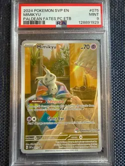 Mimikyu 075 PSA 9 Pokemon Center Promo Paldean Fates ETB 2024 SVP English Mint - Image 1
