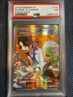 Professor Sycamore Full Art PSA 7 114 Steam Siege Pokemon XY 2016 holo - Image 1