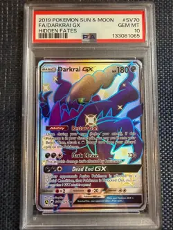 Darkrai GX SV70 PSA 10 2019 Hidden Fates Pokemon Gem Mint Sun and Moon - Image 1
