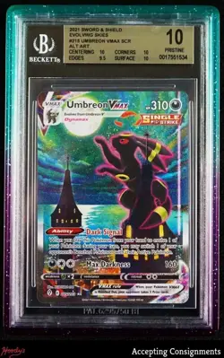 2021 Pokemon Sword & Shield Evolving Skies #215 Umbreon VMAX SCR ALT ART BGS 10 - Image 1