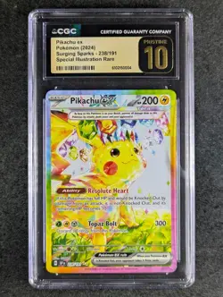 2024 Pokemon PIKACHU EX 238/191 Surging Sparks SIR Holo English CGC 10 PRISTINE - Image 1