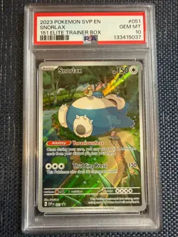 Snorlax 051 PSA 10 Pokemon Elite Trainer Box 151 black star promo English - Image 1