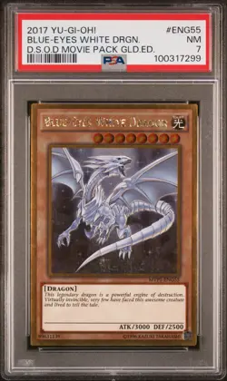 2017 YU-GI-OH THE DARK SIDE OF DIMENSION MOVIE PACK BLUE-EYES WHITE DRAGON PSA 7 - Image 1