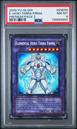 2008 YU-GI-OH! PREMIUM PACK 2 #EN009 ELEMENTAL HERO TERRA FIRMA PSA 8 - Image 1