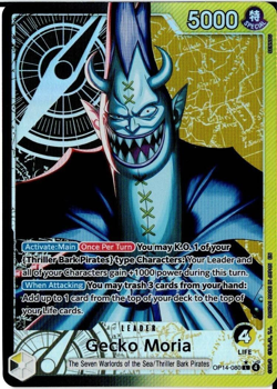 One Piece TCG Gecko Moria OP14-080 Leader Alt Art Foil - Azure Sea’s Seven - Image 1