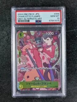 2024 One Piece Japanese CHARLOTTE FLAMPE Alternate Art Rare #EB01-056 PSA 10 - Image 1