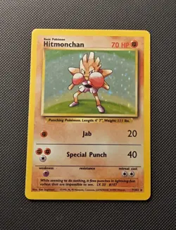 Pokemon TCG Hitmonchan Base Set Holo Unlimited Rare Card 7/102 - Image 1