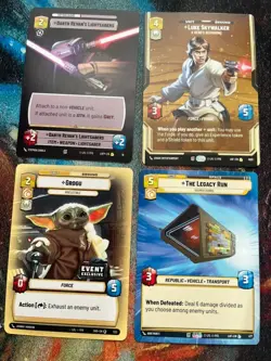 Star Wars Unlimited, 4 Card Lot ($10 value), Luke Skywalker & Baby Yoda - Image 1