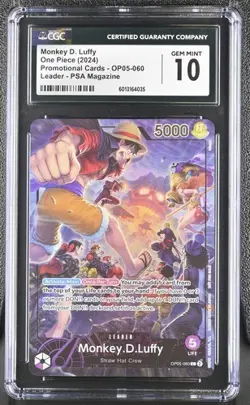 One Piece Monkey D. Luffy (2024) Promo Cards OP05-060 CGC 10 - Image 1