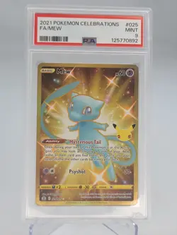 Pokemon Gold Mew 025/025 PSA 9 Mint - 25th Anniversary Celebrations Holo Card - Image 1