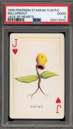 Pokemon Stadium Yellow Playing Cards Bellsprout Jack of Hearts PSA 2 - Image 1