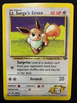 LT. SURGES EEVEE - 51/132 - GYM CHALLENGE - POKEMON CARD - LP - Image 1